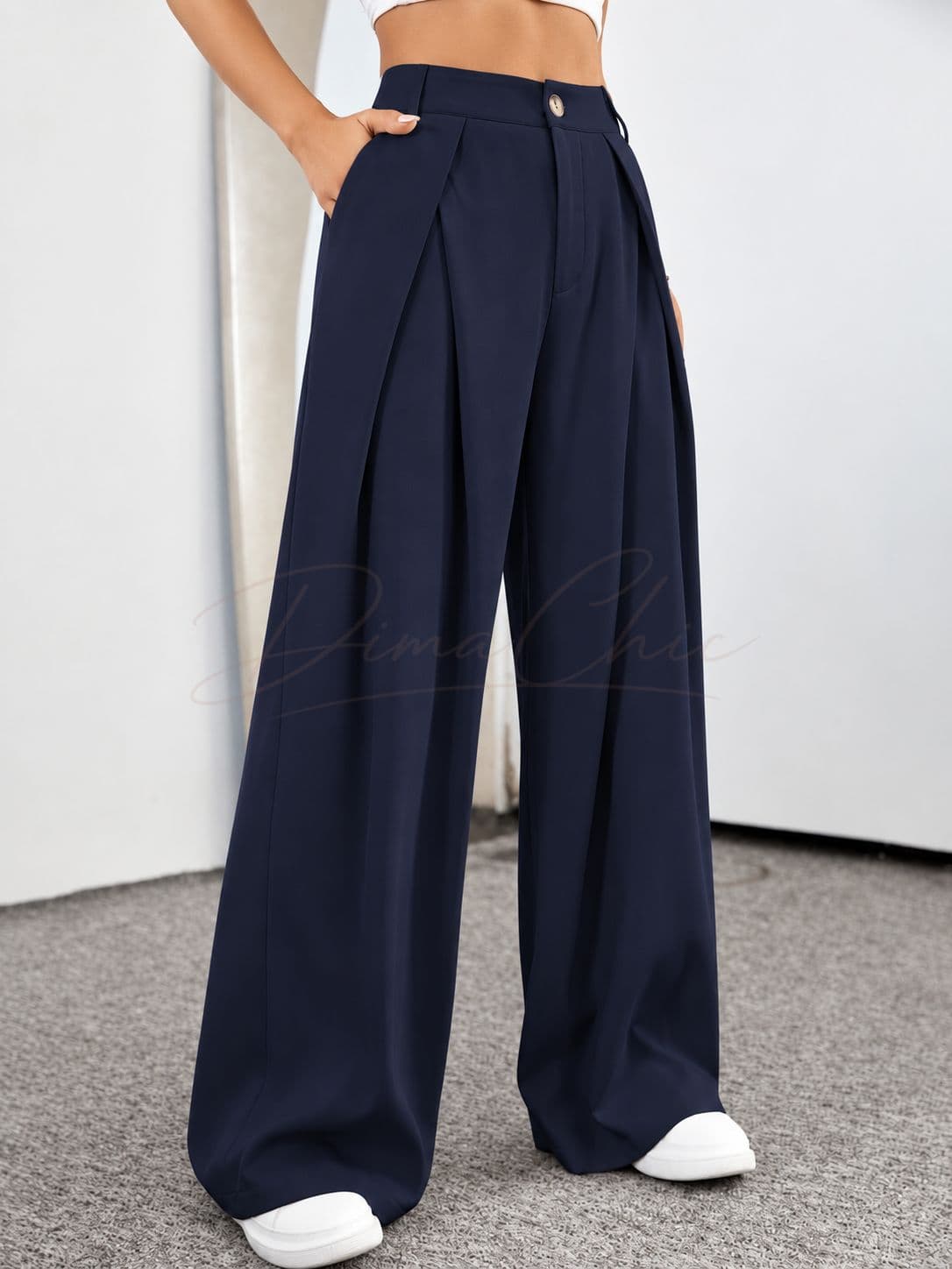 Pantalon Wide Leg Chic — Bleu marine